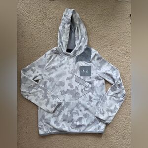 Boys Under Armour White and Gray Camo Hoodie. Sz Youth Large